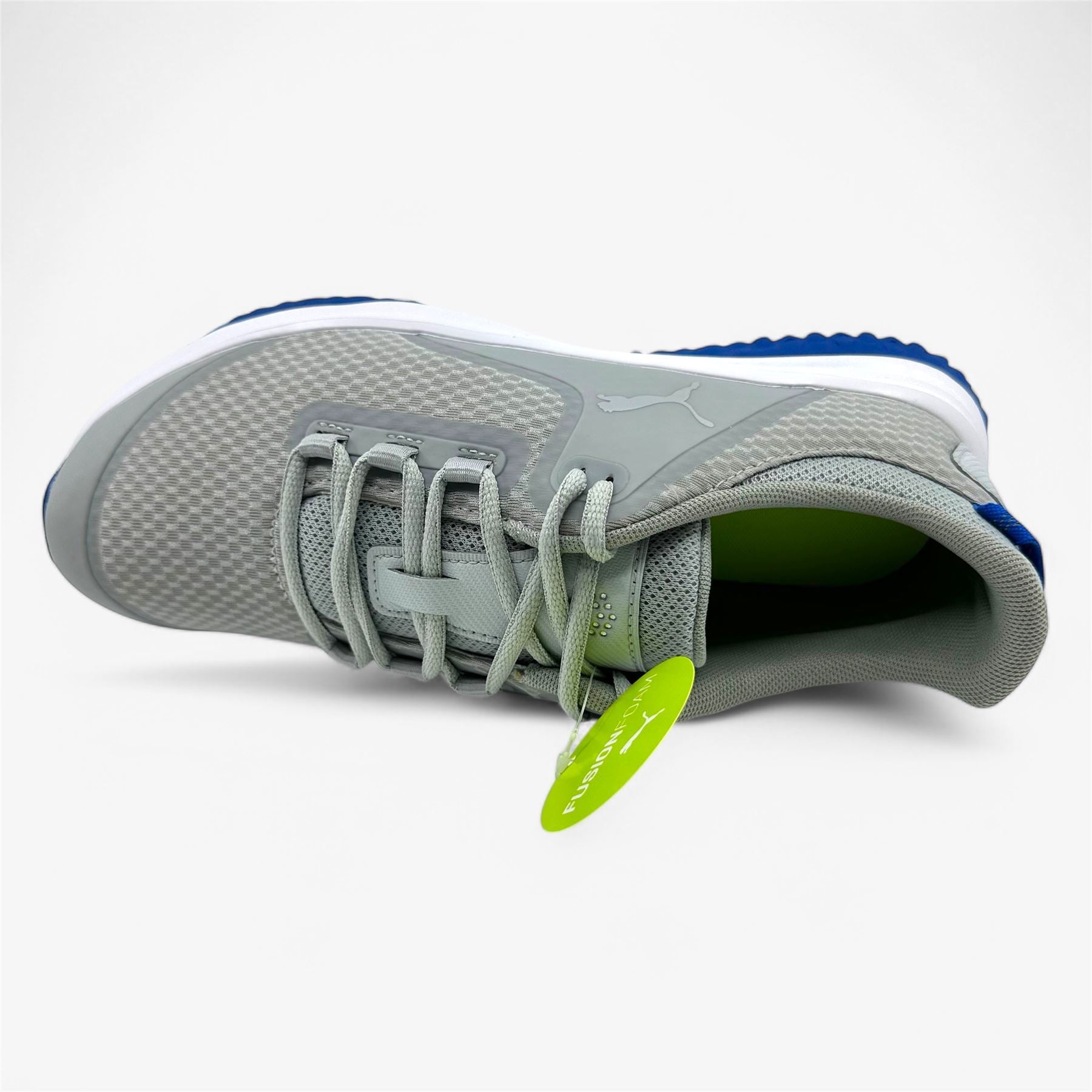 PUMA Fusion Grip Light Gray Silver Mens Waterproof Golf Shoes