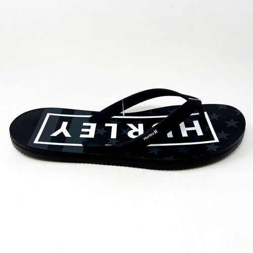 Hurley One and Only Printed Black Mens Size 12 Flip Flop Sandals CJ1624 012