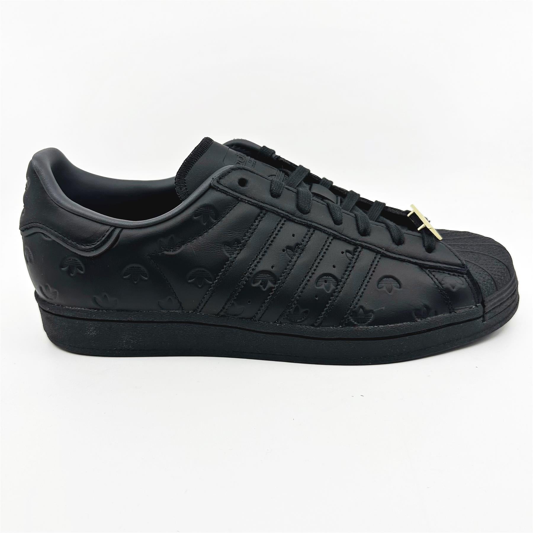 Adidas Superstar Core Black Debossed Carbon Mens Athletic Sneakers