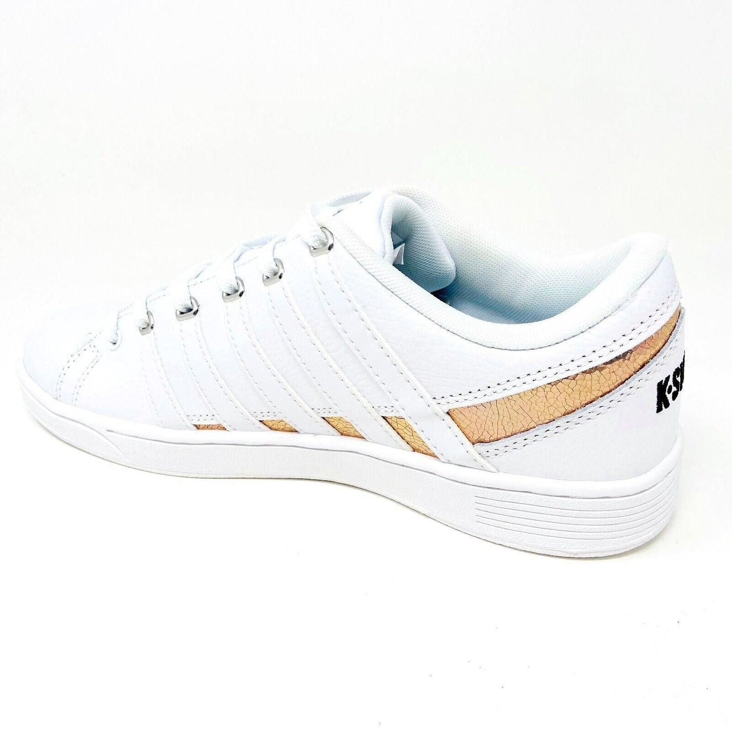 K-Swiss Ramli Court White Cracked Metallic Womens Casual Sneakers 96999 120