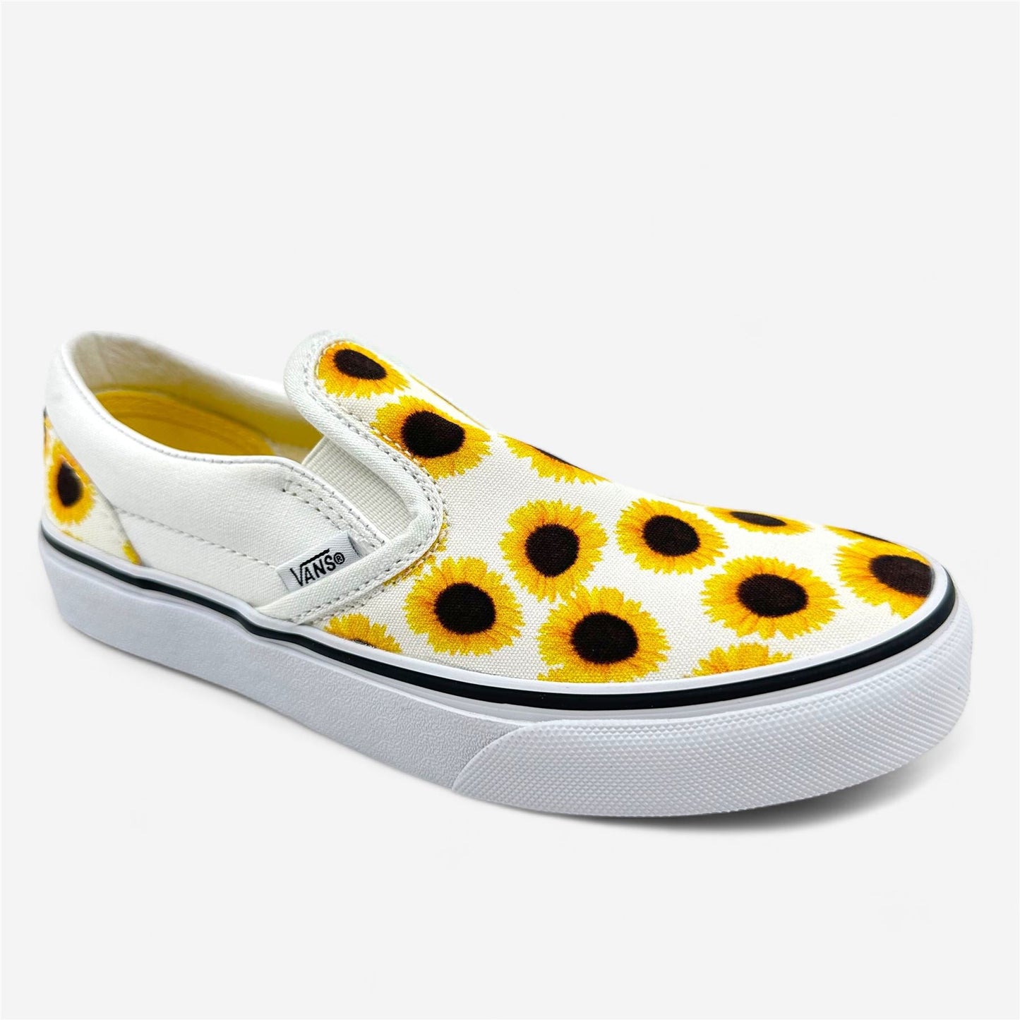 VANS Classic Slip On Sunflower Yelllow True White Kids Girls Size 3 Slip-On