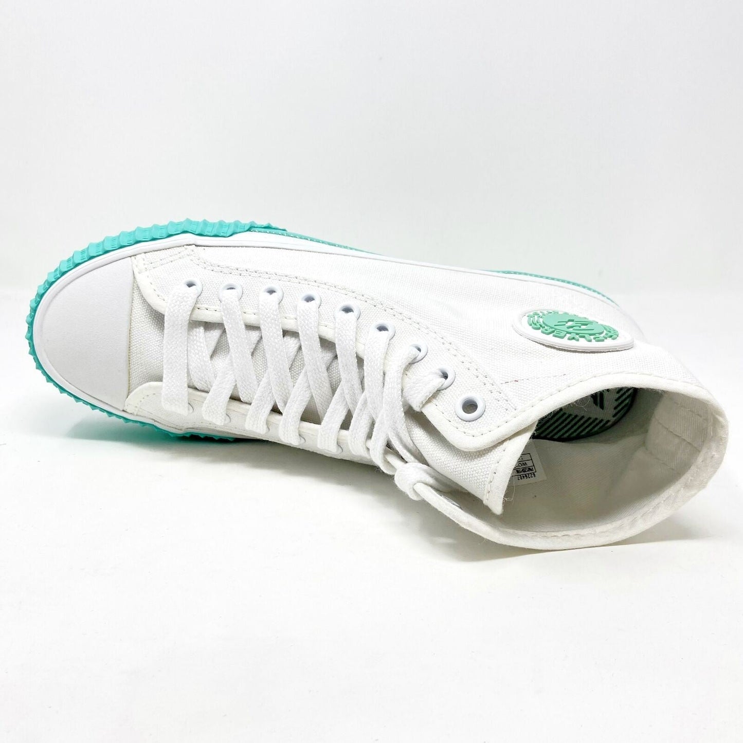 PF Flyers Center Hi White Teal Womens Retro Casual Sneakers PM12OH1W