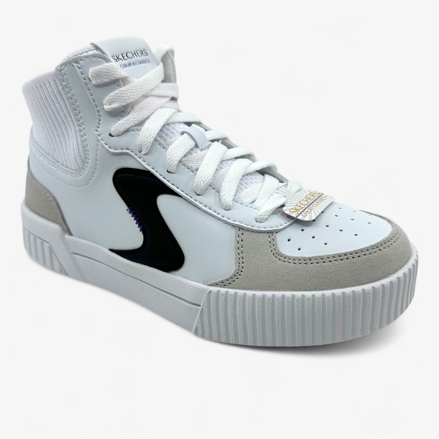 Skechers Jade Cruise Thru White Black Womens Athletic Court Classics Sneaker