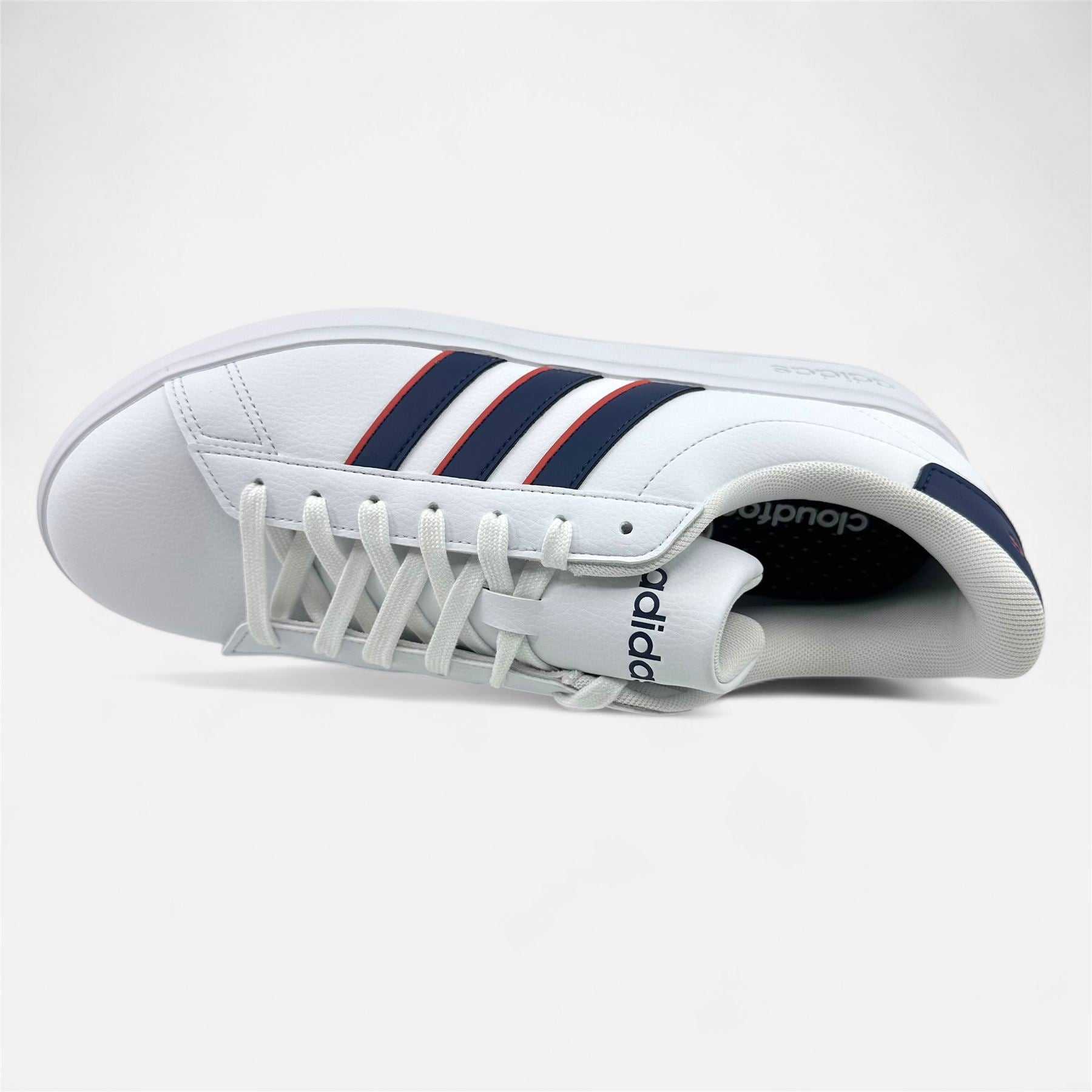 Adidas Grand Court 2.0 White Dark Blue Preloved Scarlet Mens Athletic Sneaker