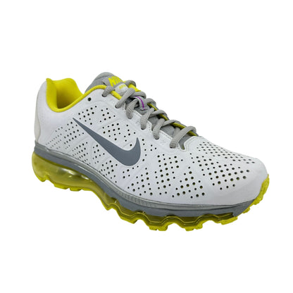 Nike Air Max+ 2011 Leather White Stealth Yellow Womens Athletic Sneaker