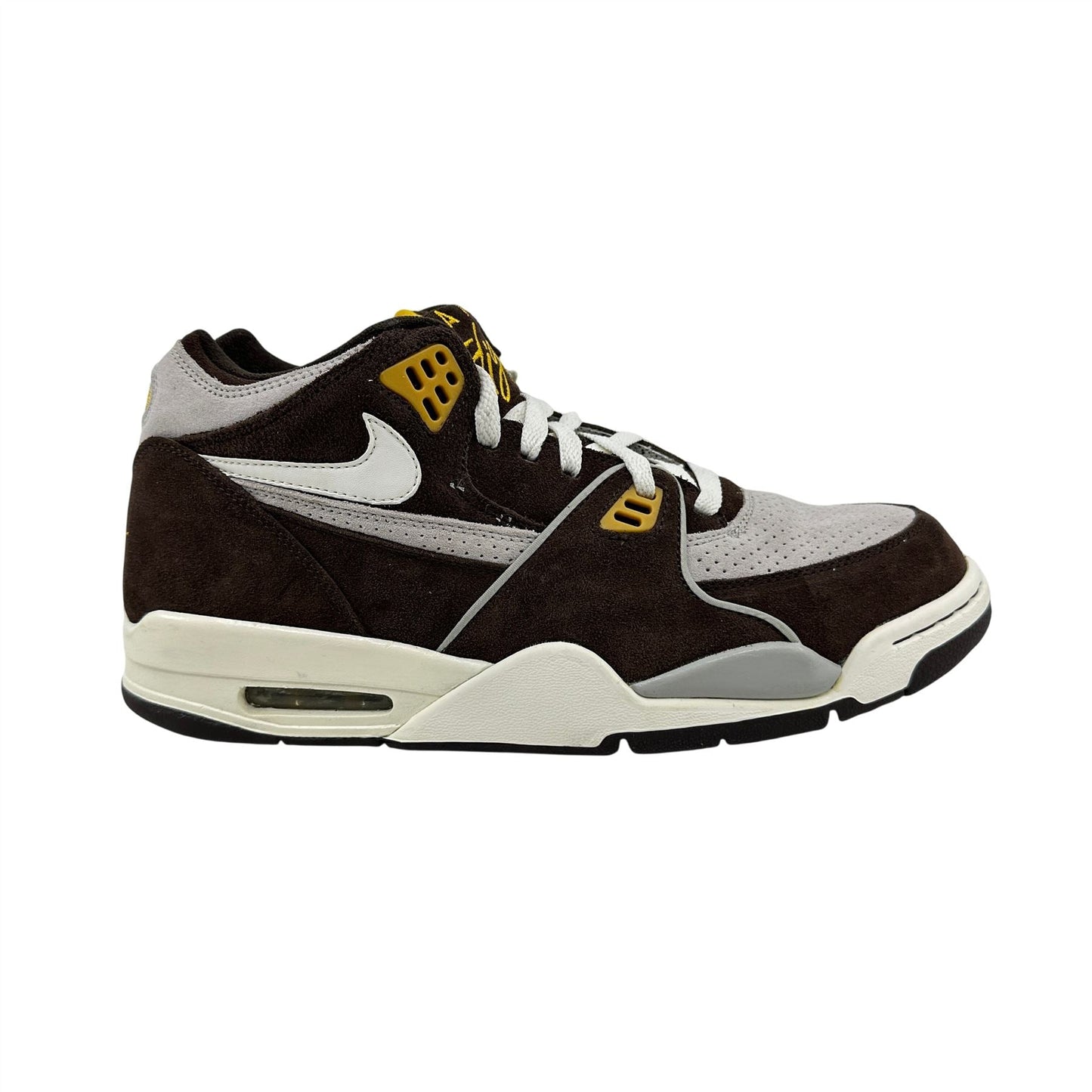 Nike Air Flight '89 A Dark Cinder Brown Yellow Mens Athletic Sneaker