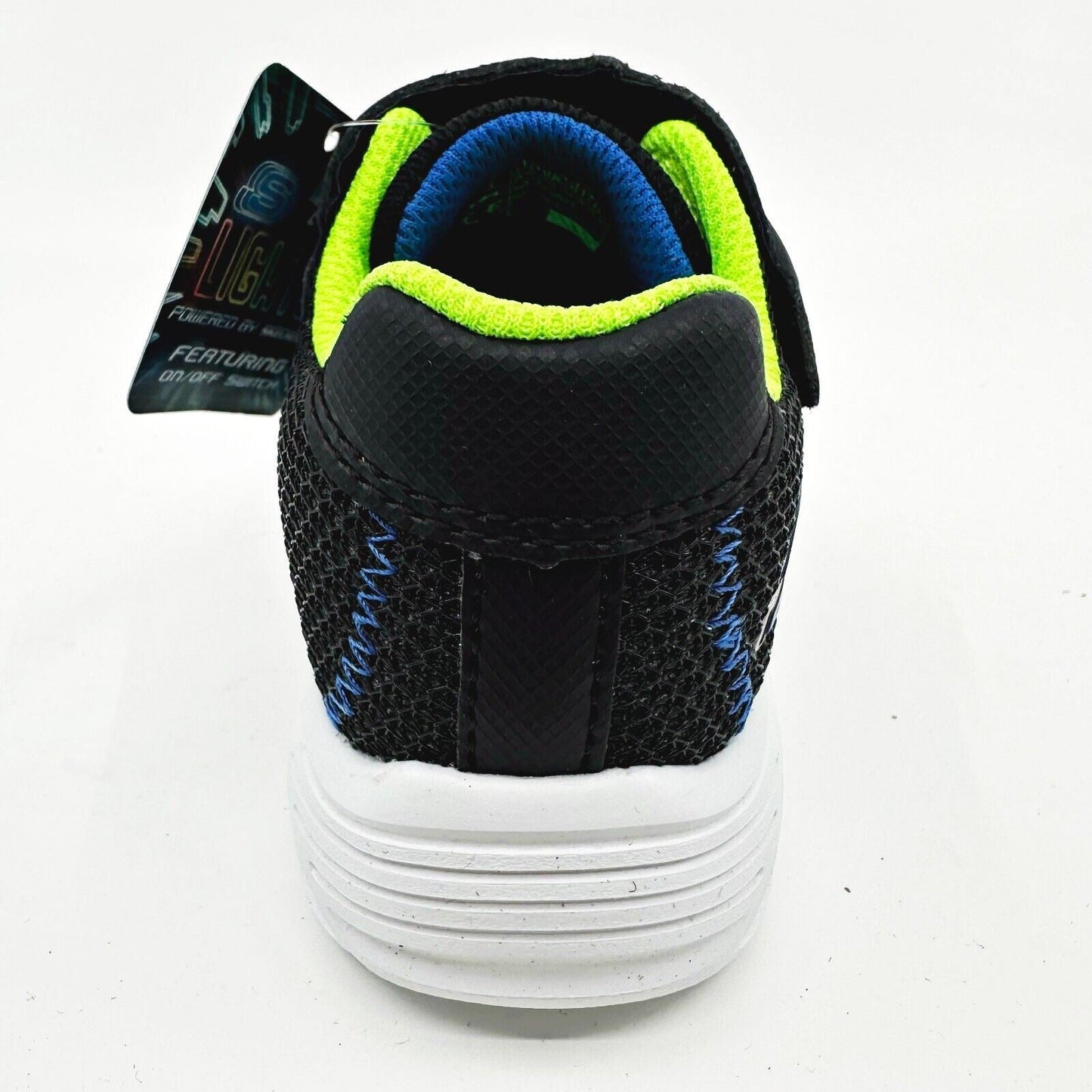 Skechers S Lights Dunamic Flash Black Blue Lime Kids Boys Size 11 Sneakers