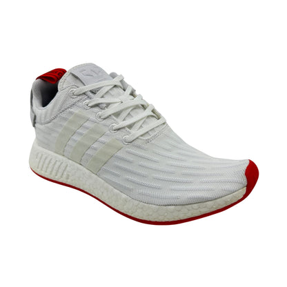 Adidas NMD R2 Primeknit White Core Red Mens Athletic Sneaker