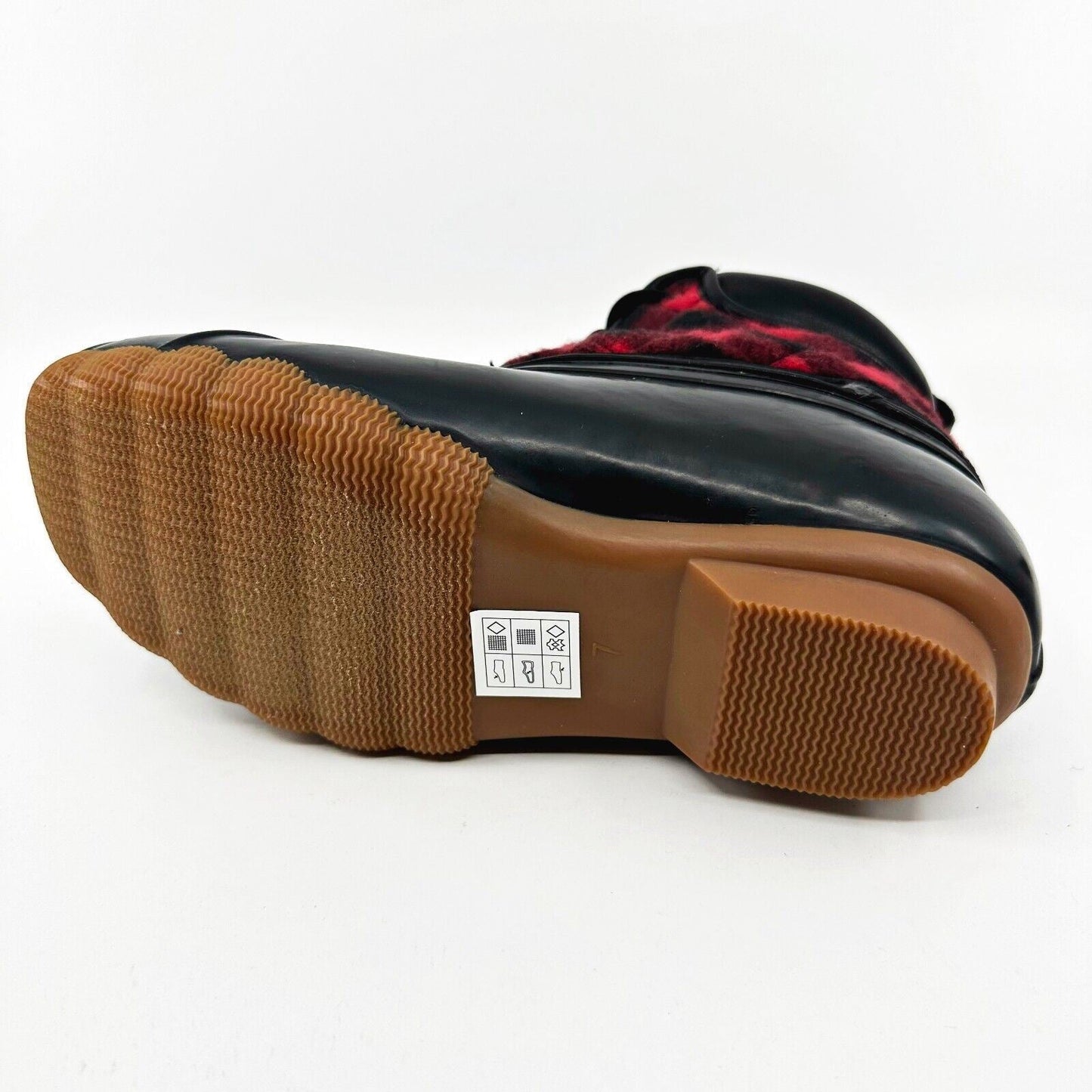 Skechers Pond Good Plaid Black Red Womens Size 7 Rubber Duck Boots