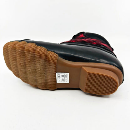 Skechers Pond Good Plaid Black Red Womens Size 7 Rubber Duck Boots
