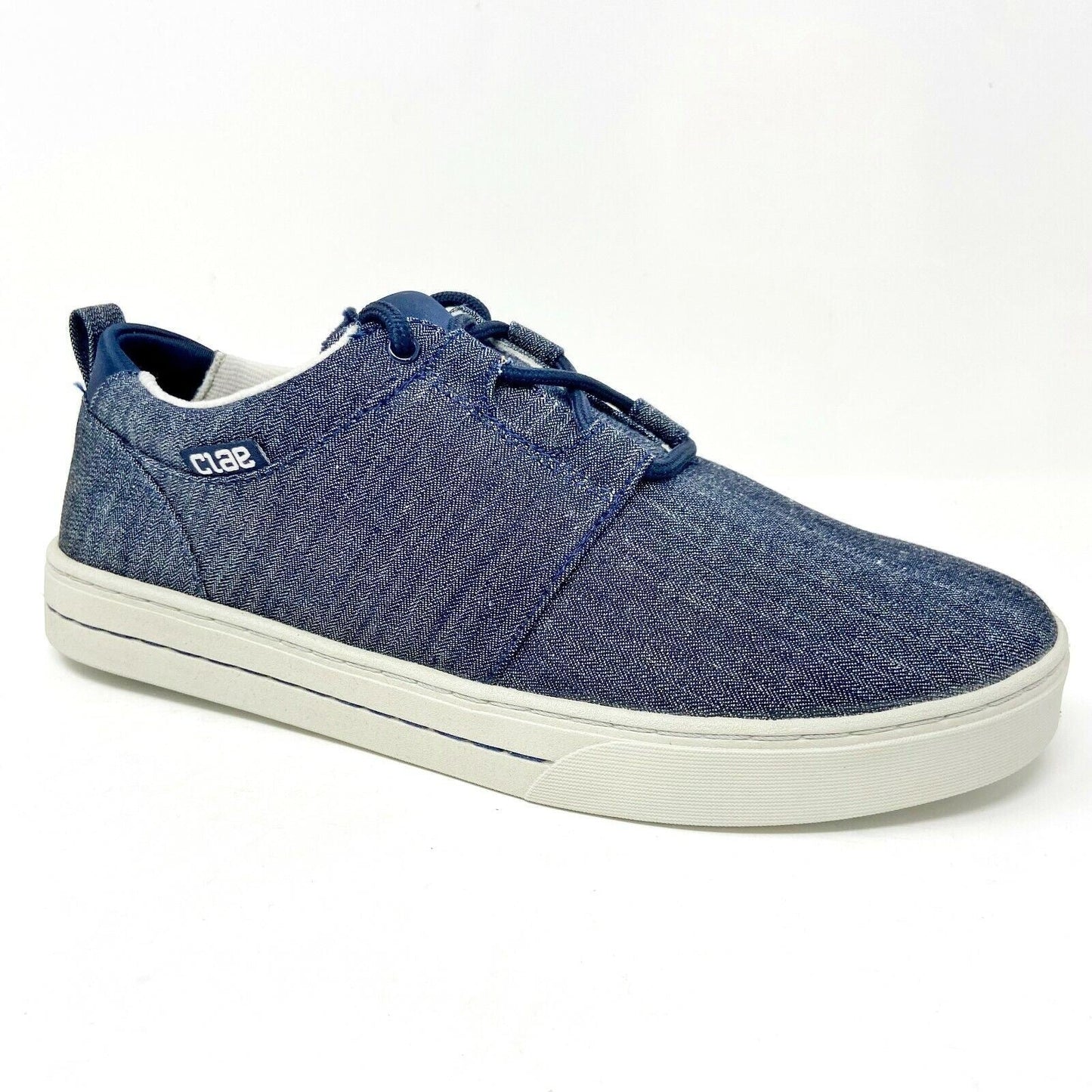 Clae Newman Deep Navy Herringbone Mens Size 8 Premium Sneakers