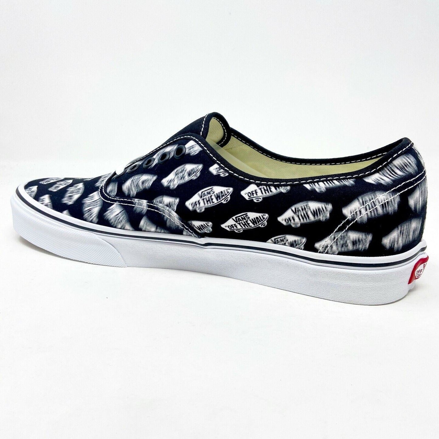 Vans Authentic (Blue Boards) Black True White Faded Logo Womens Casual Shoes