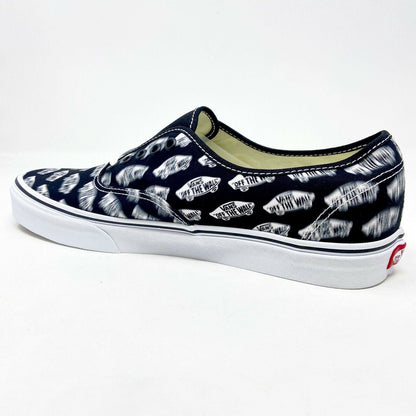 Vans Authentic (Blue Boards) Black True White Faded Logo Womens Casual Shoes