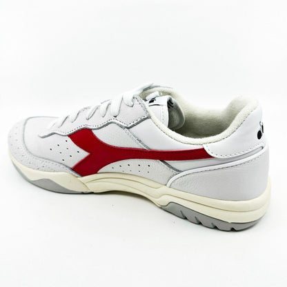 Diadora Maverick H.O.C. White Red Italy Mens Full Grain Leather Sneakers