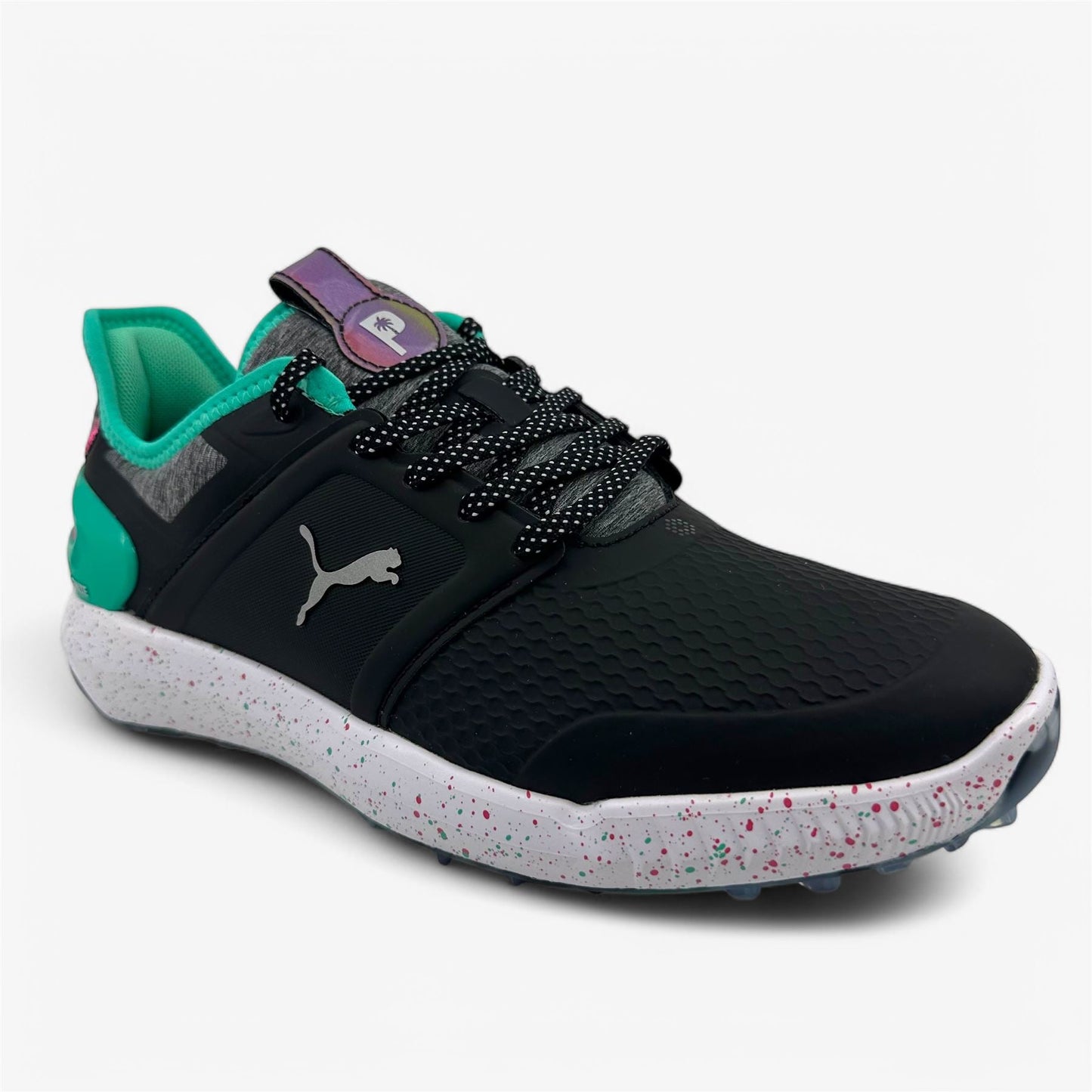 PUMA X PTC Ignite Elevate Black Aqua Green Pink Mens Waterproof Golf Shoes