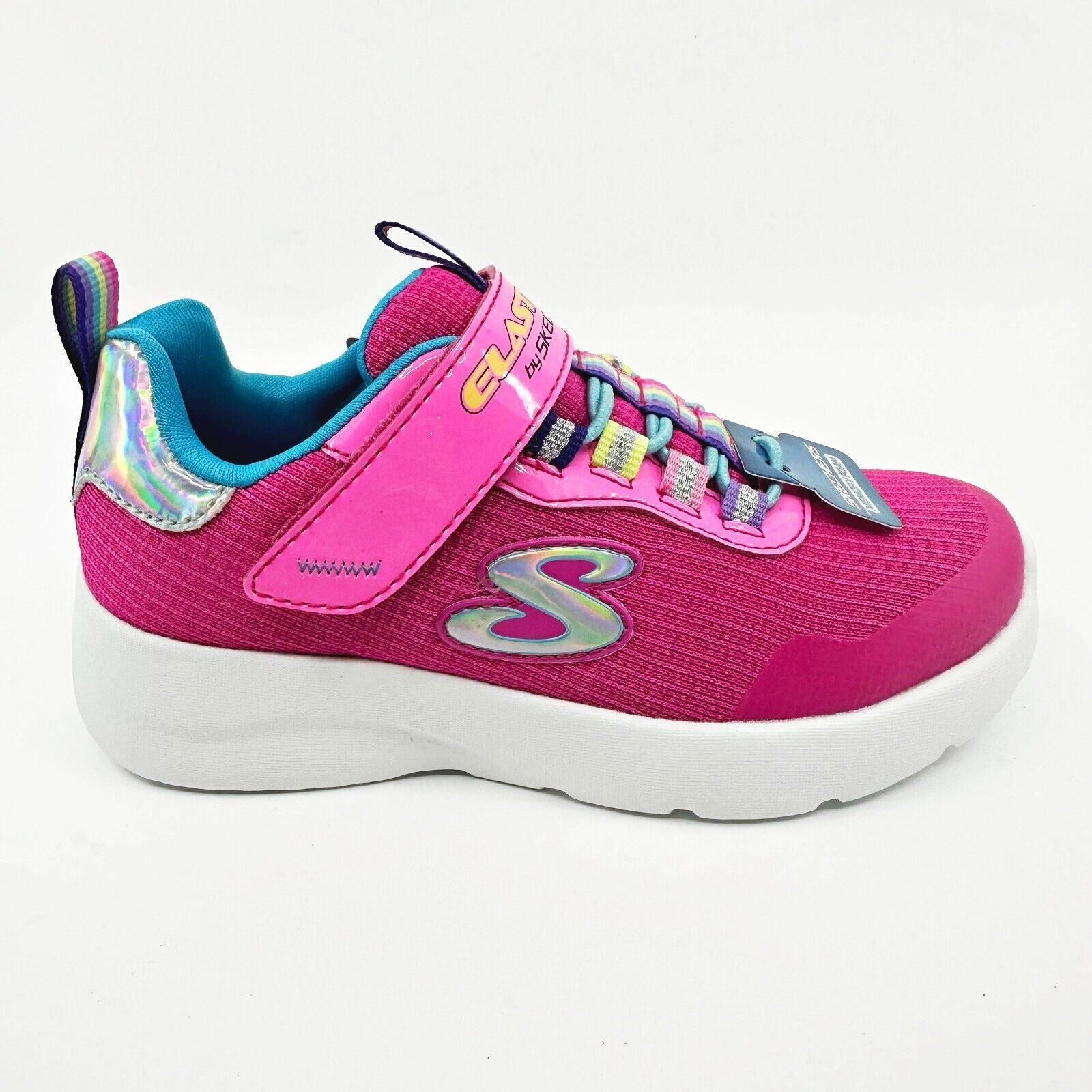 Skechers Dynamight 2.0 Rockin Rainbow Neon Pink Kids Girls Size 11 Sneakers