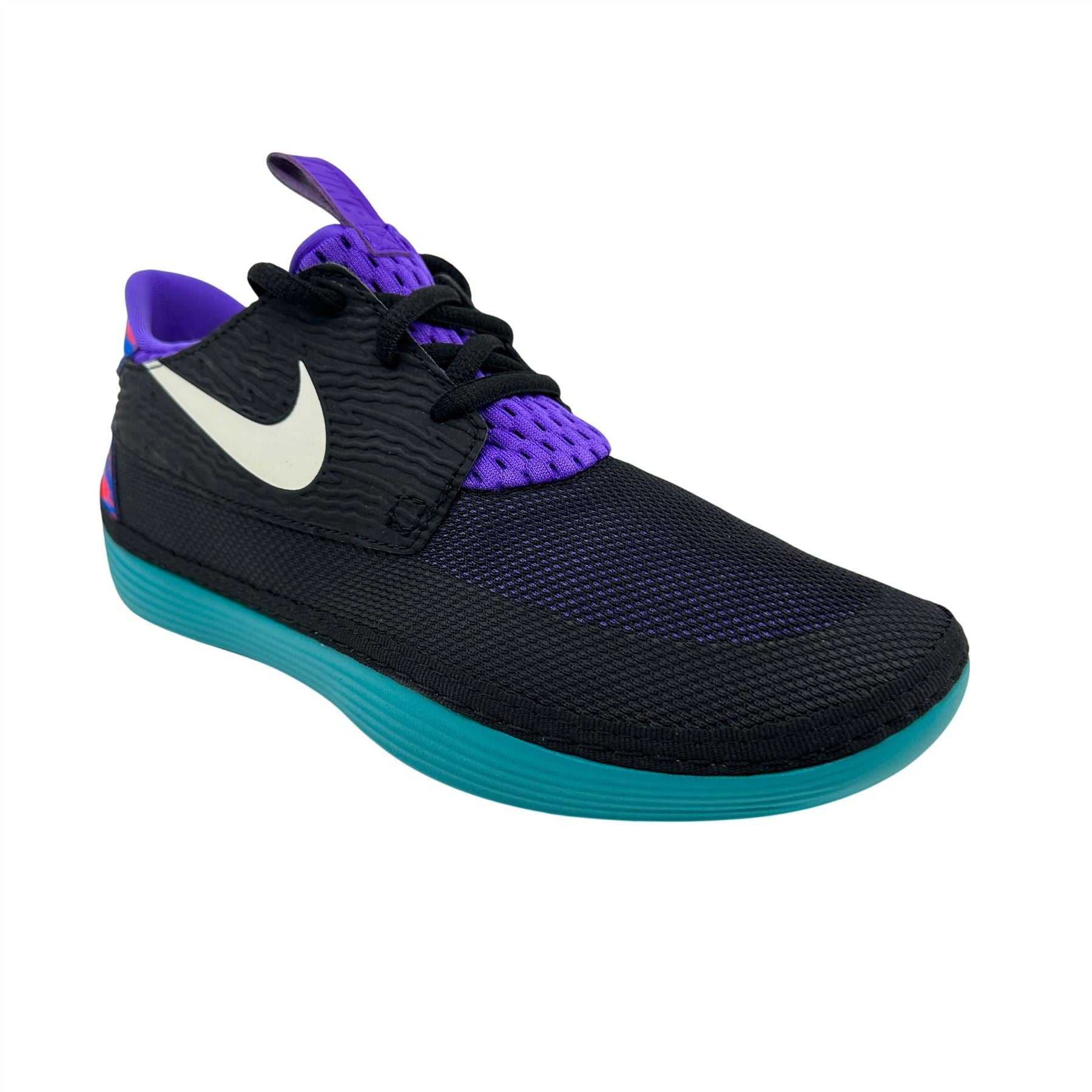 Nike Solarsoft Moccasin Black White Green Purple Mens Size 7 Athletic Sneaker