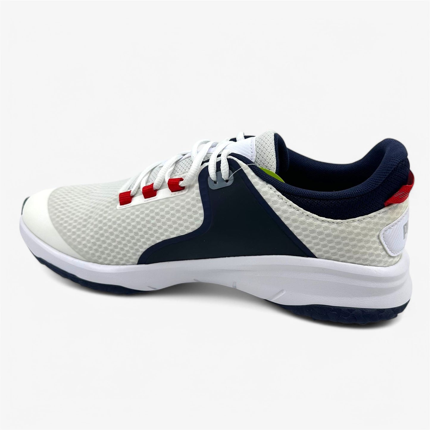 PUMA Fusion Grip White Silver Navy Mens Extra Wide Spikeless Golf Shoes