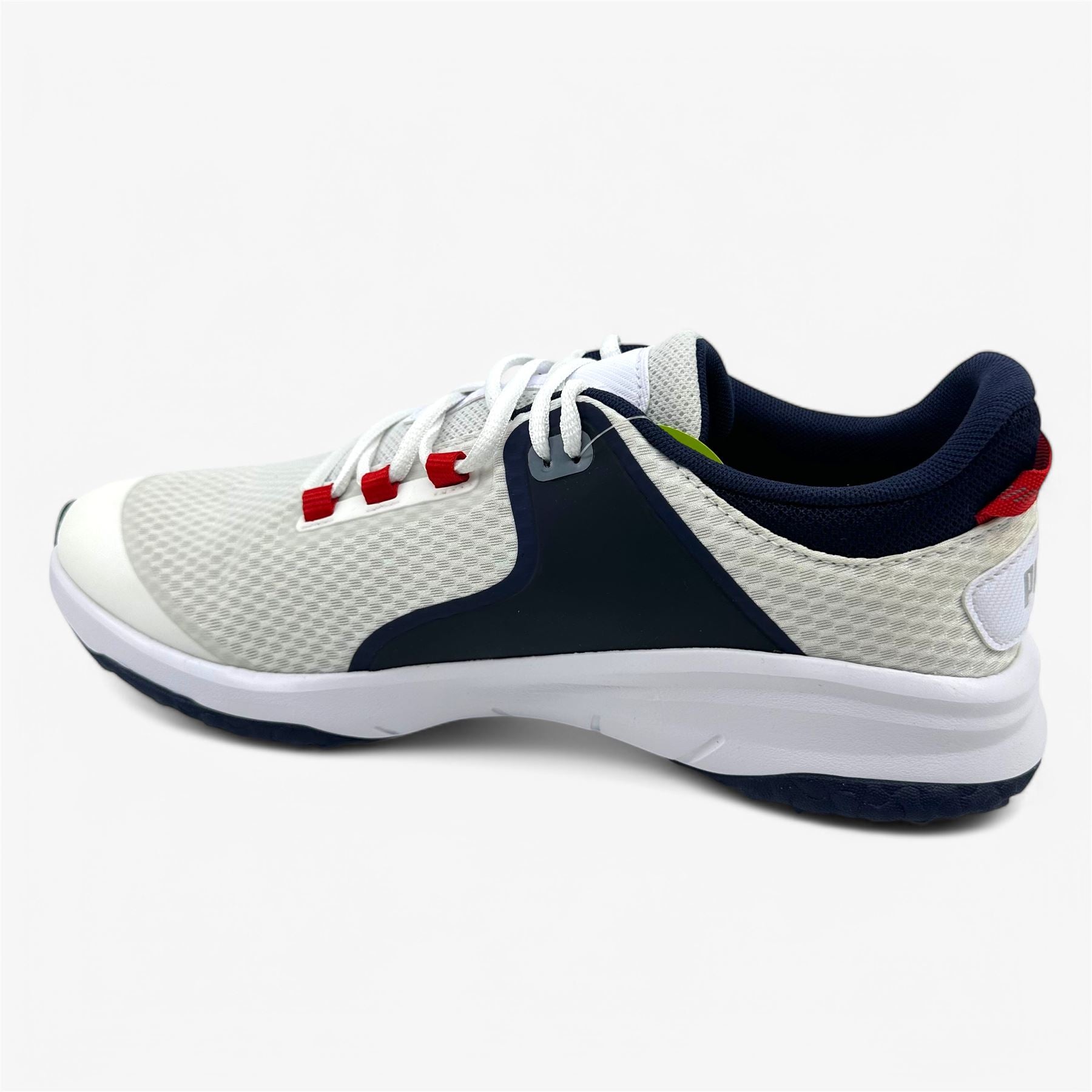 PUMA Fusion Grip White Silver Navy Mens Extra Wide Spikeless Golf Shoes
