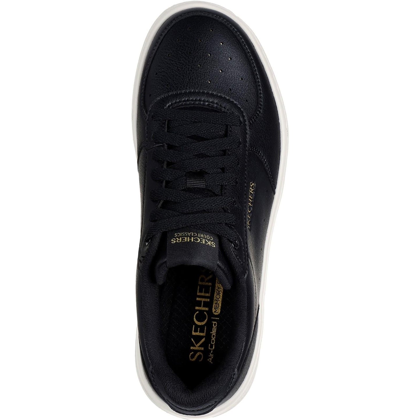 Women's Wide Fit Skechers 185110 Court Classics Grand 92 Be Lifted Trainers - Black