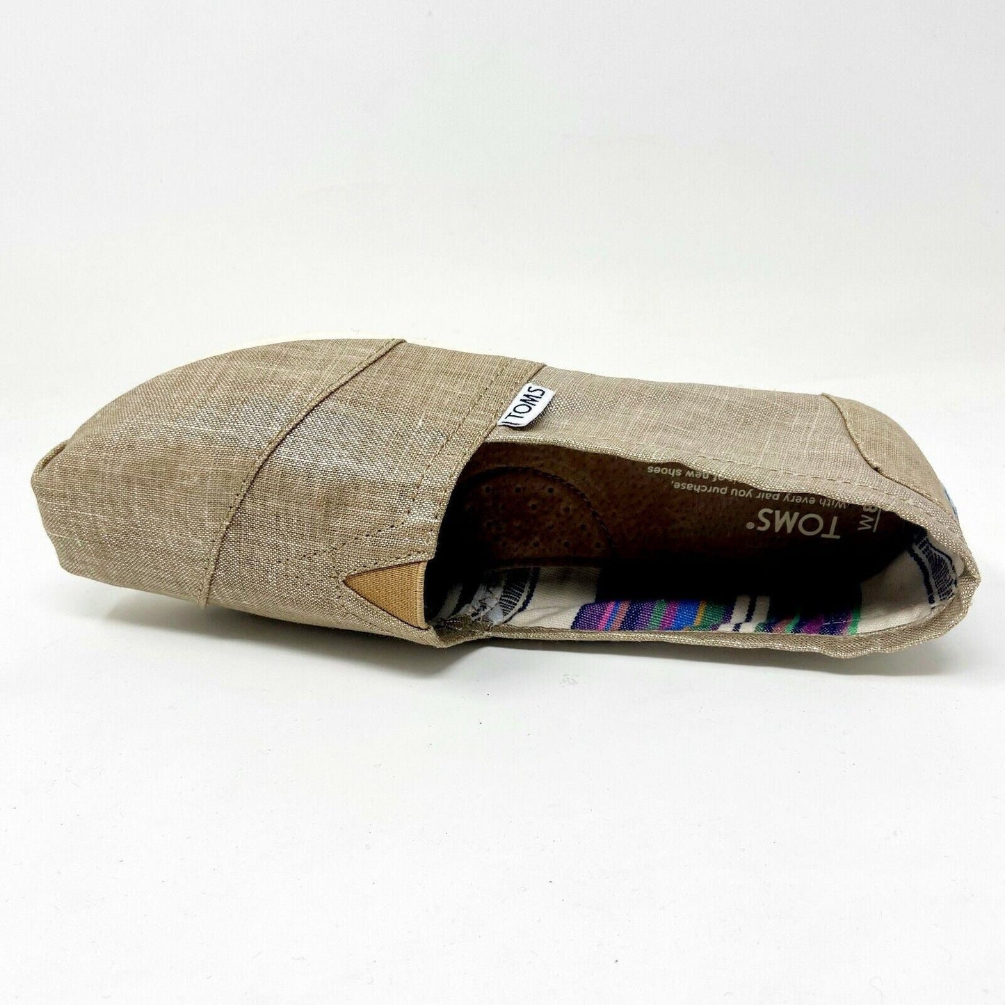 Toms Classics Champagne Metallic Linen Womens Size 6 Slip On Casual Flat Shoes