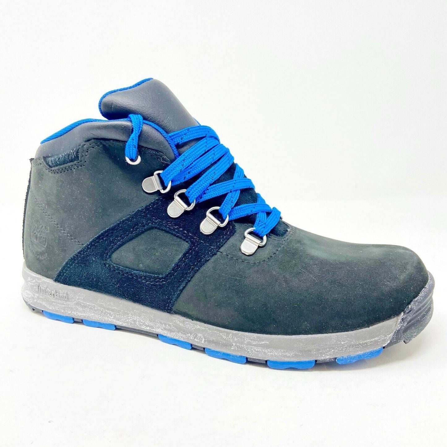 Timberland Earthkeeper GT Scramble Mid Black Blue Kids Nubuck Hiking Boots 6491R