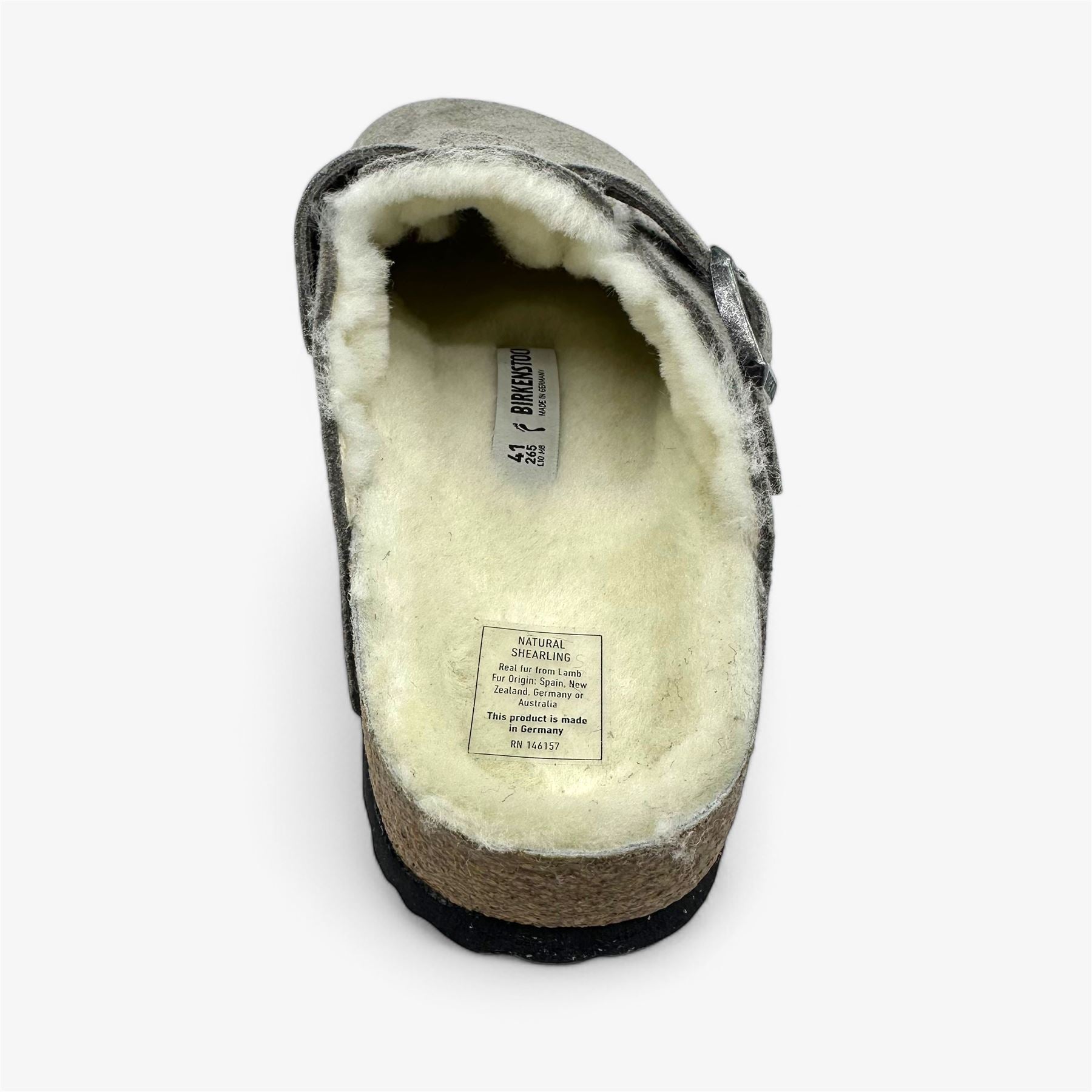 Birkenstock Boston VL Shearling Stone Coin Womens Casual Soft Footbead Clog
