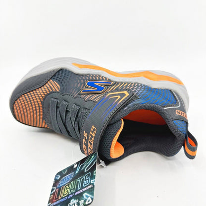 Skechers S Lights Erupters IV Charcoal Orange Kids Boys Size 11.5 Sneakers