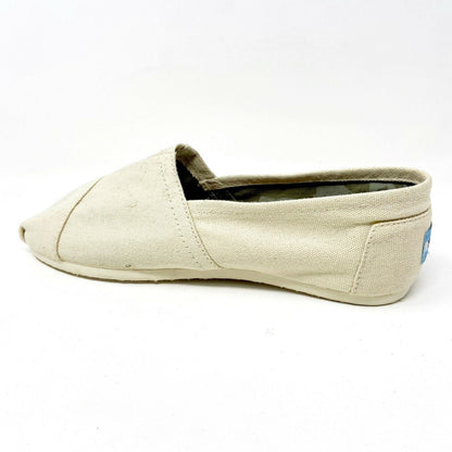 Toms Classics Natural Canvas Womens Slip On Casual Canvas Flat Shoes
