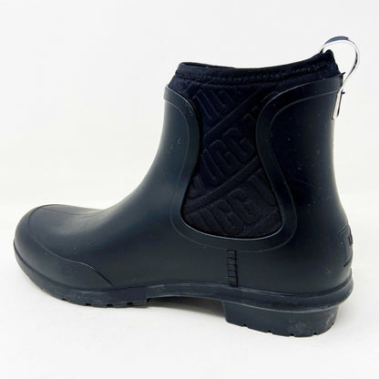UGG Chevonne Black Waterproof Chelsea Womens Rubber Sheepskin Rain Boots