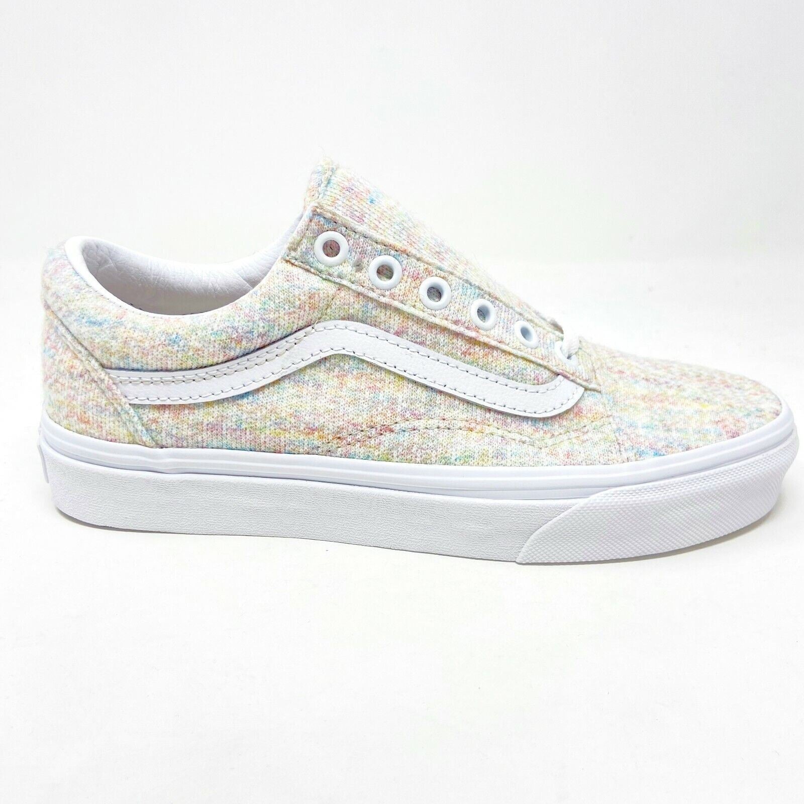 Vans Old Skool (Rainbow Jersey) Multicolor White Womens Classic Casual Shoes