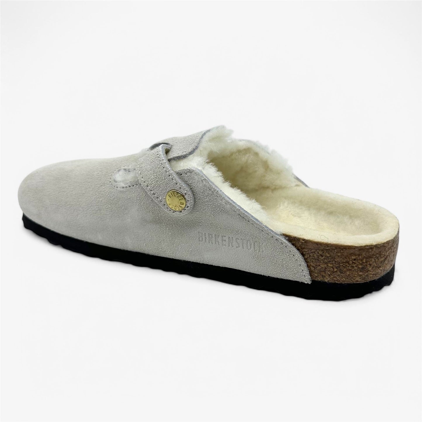 Birkenstock Boston VL Shearling Antique White Womens Casual Soft Footbead Clog