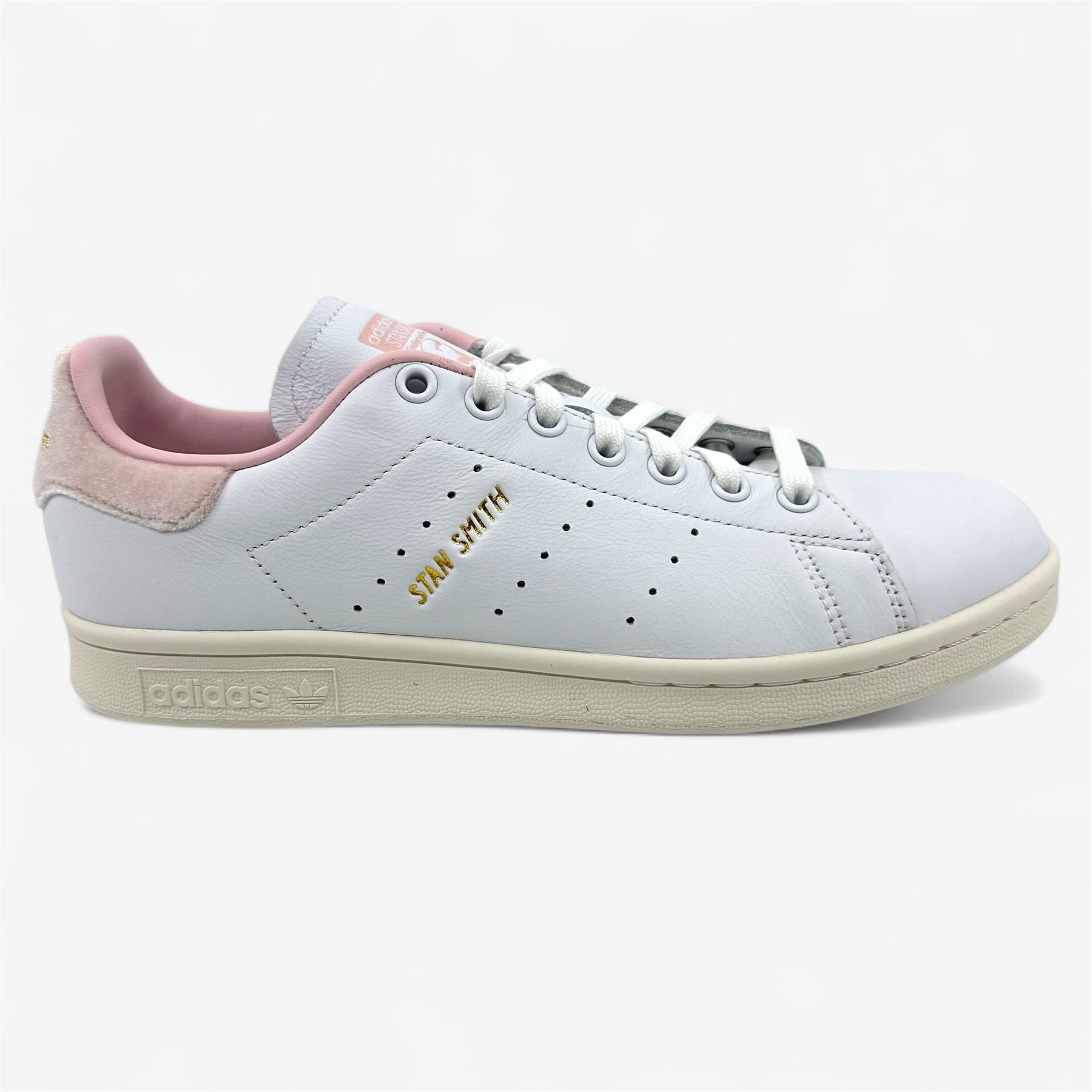 Adidas Stan Smith Cloud White Gold Pink Womens Athletic Sneaker