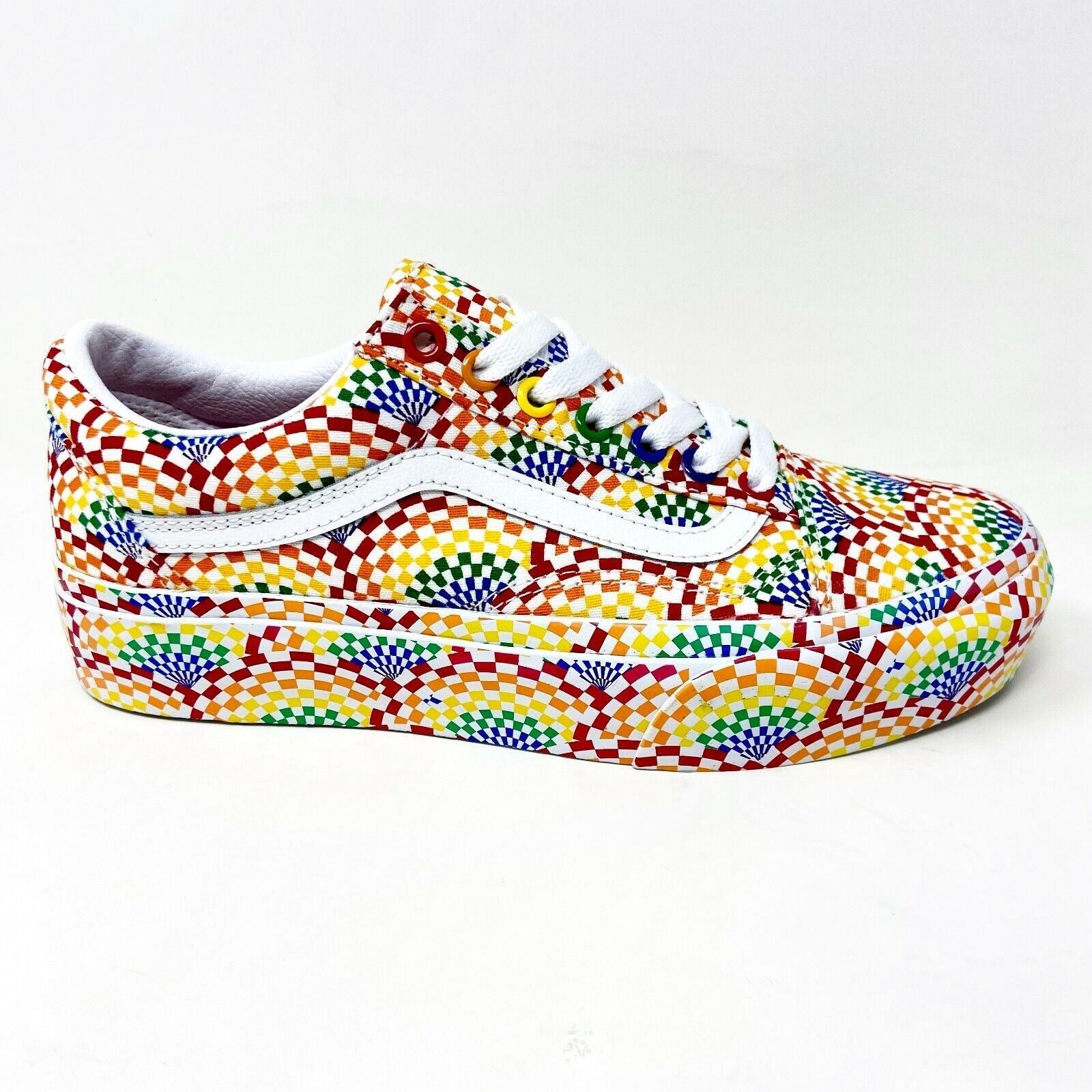Vans Old Skool Platform (Pride) Multi True White Multi LGBTQ Womens Casual Shoes