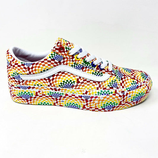 Vans Old Skool Platform (Pride) Multi True White Multi LGBTQ Womens Casual Shoes