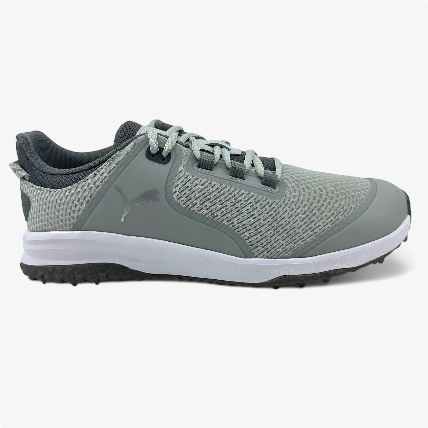 PUMA Fusion Grip Gray Silver Quiet Shade Mens Extra Wide Spikeless Golf Shoes