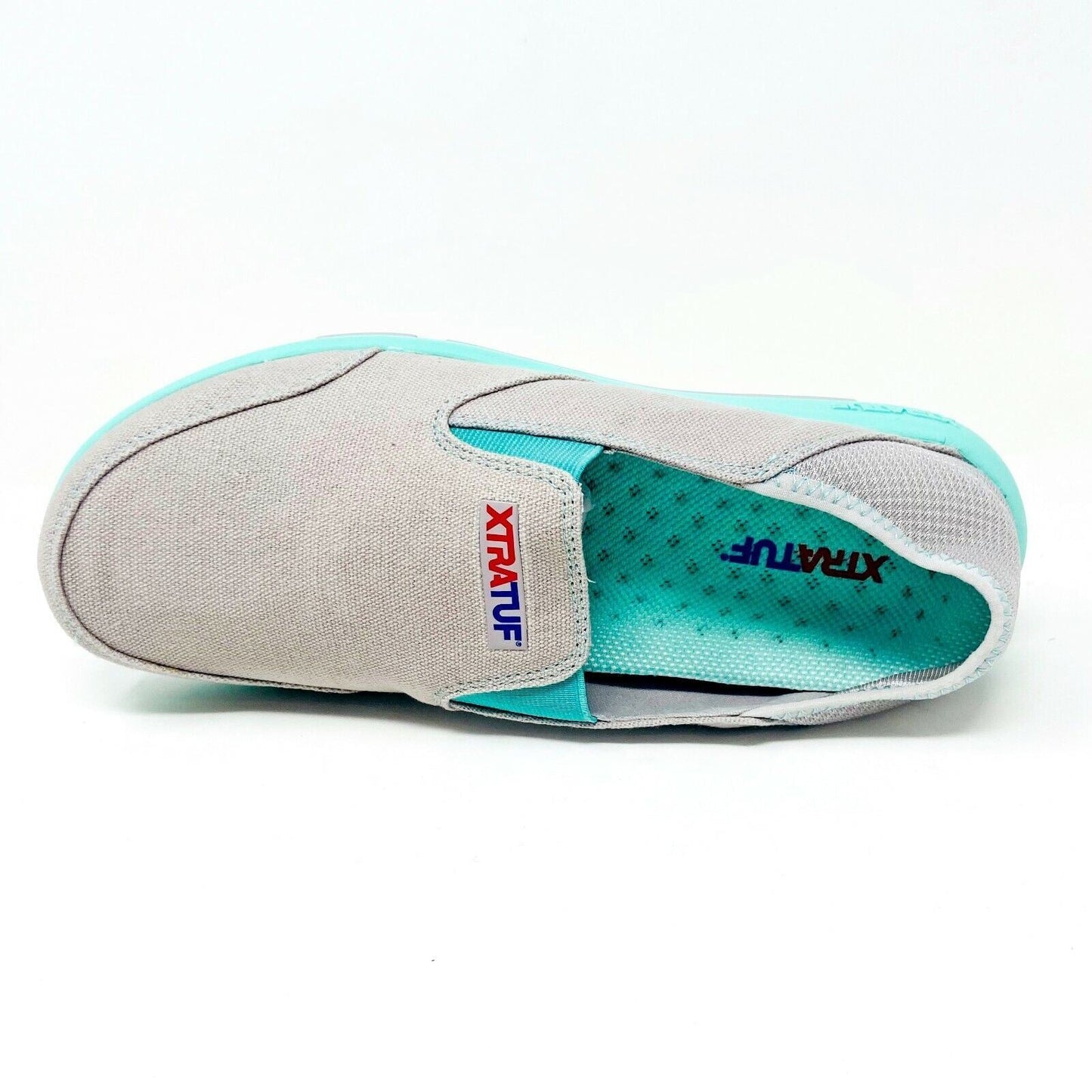 XtraTuf Yellowtail Grey Seafoam Slip Resistant Womens Canvas Slip On Work Shoes
