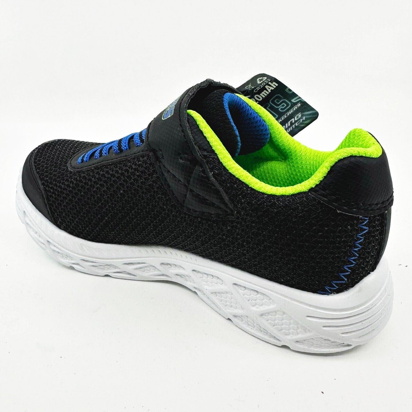 Skechers S Lights Dunamic Flash Black Blue Lime Kids Boys Size 11 Sneakers