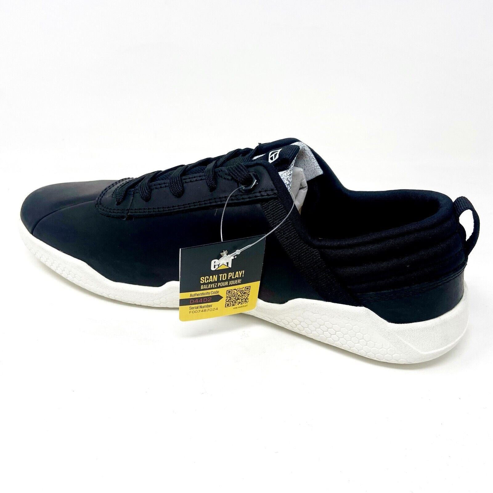 Caterpillar CAT Hex Black White Mens Leather Casual Shoes Sneakers P724185