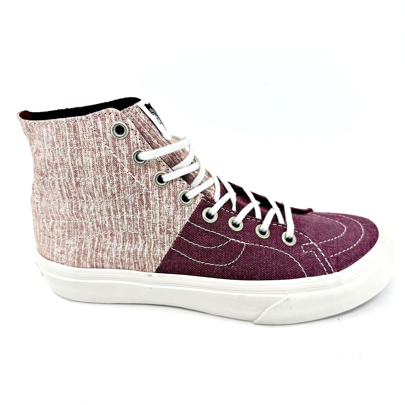 VANS Sk8 Hi Decon SPT (Stripes) Washed Burgundy Womens Size 6 Casual Sneakers
