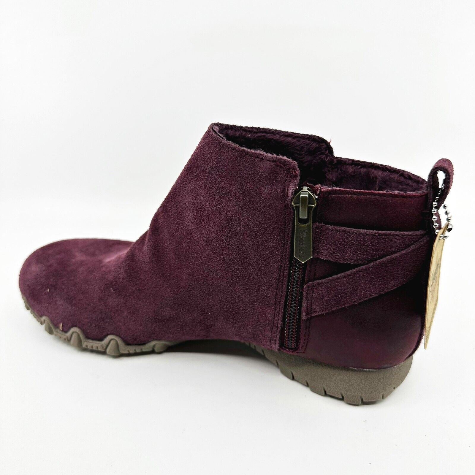 Skechers Bikers MC Embracing Burugndy Womens Wide Ankle Booties Shoes