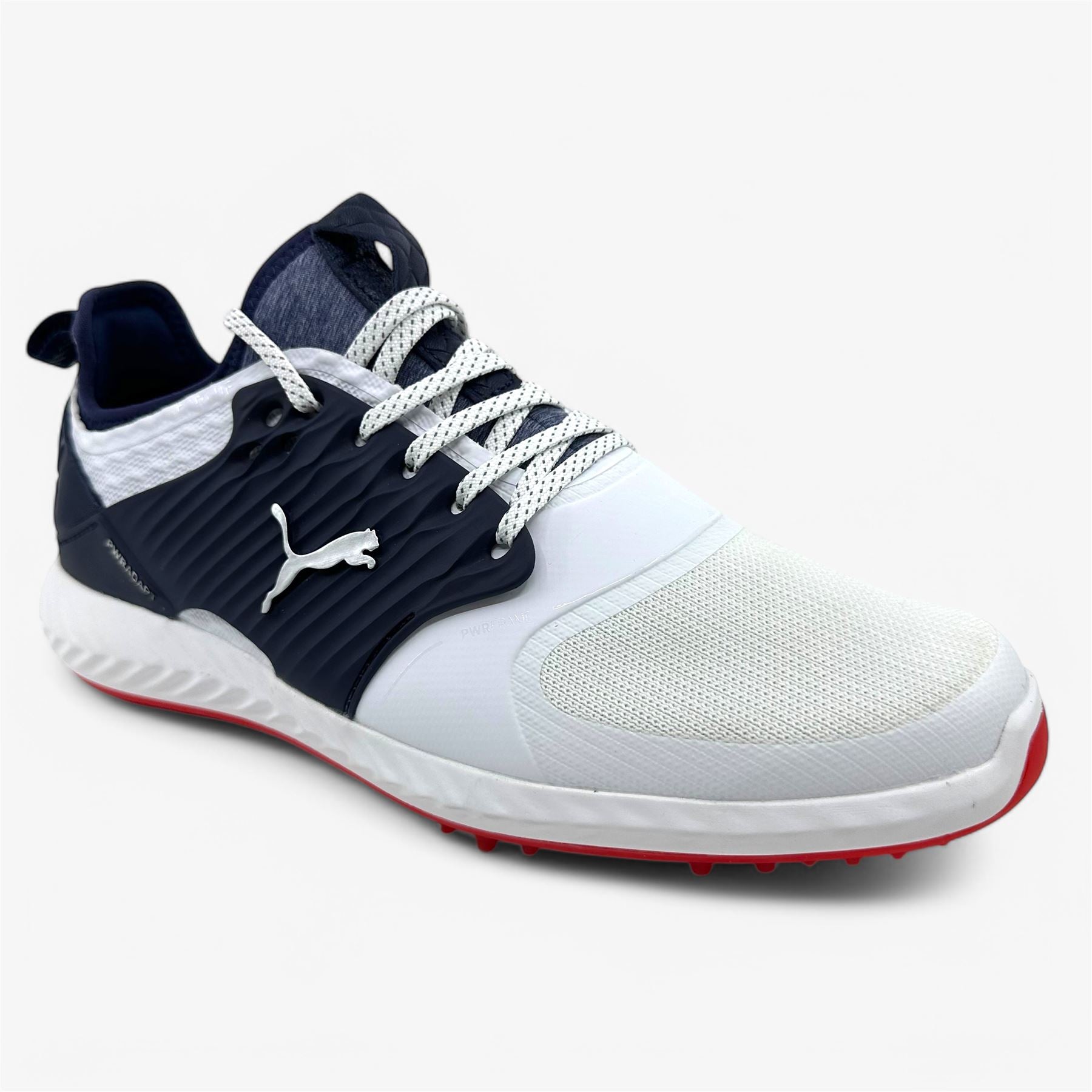 PUMA Ignite Pwradapt Caged White Peacoat Mens Size 9 Waterproof Golf Shoes