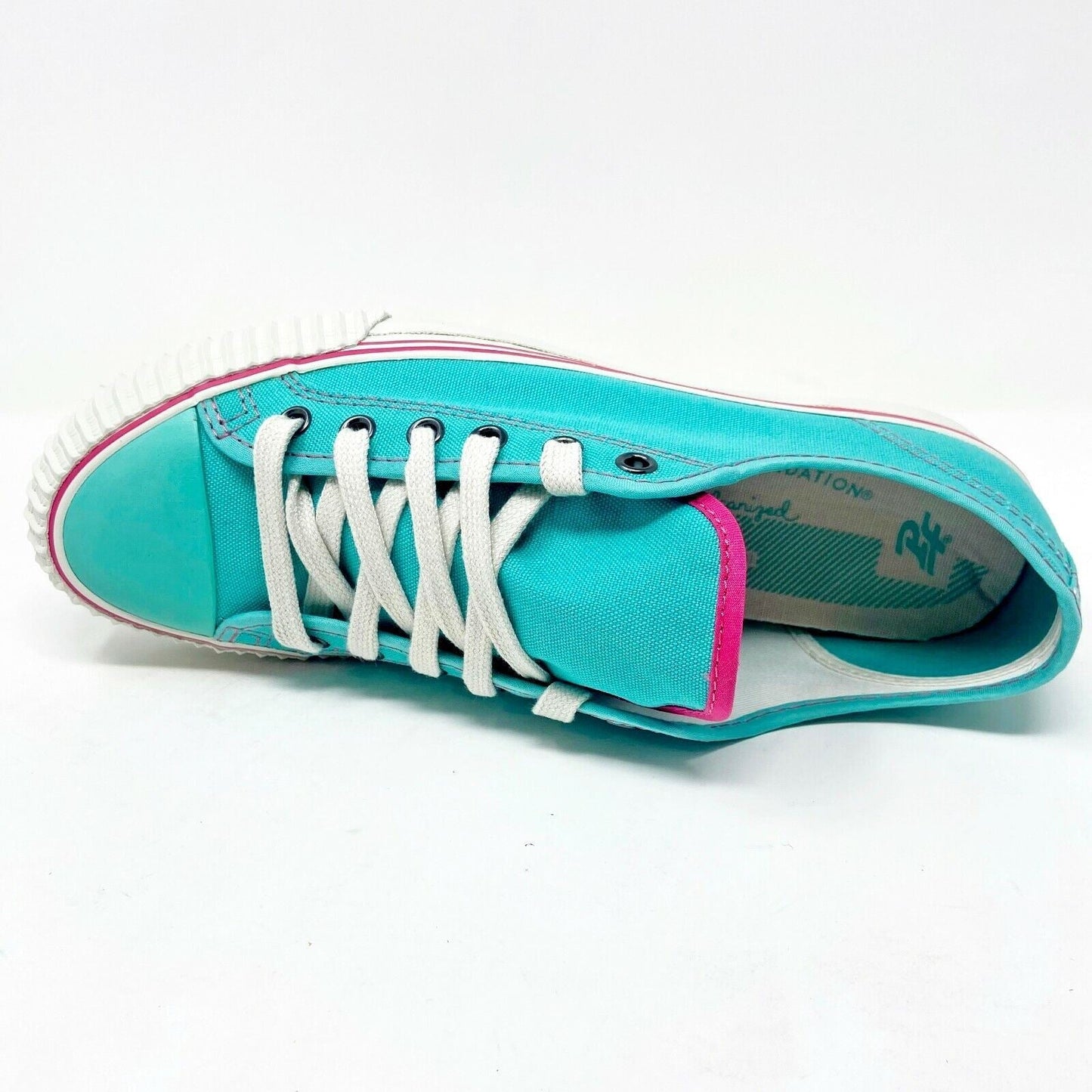 PF Flyers Center Lo Riess Teal White Womens Retro Shoes Sneakers PM11CL2E