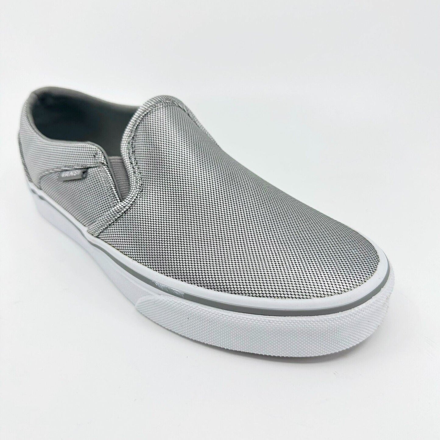 Vans Asher (Textile) Silver White Gray Womens Size 6 Casual Slip On Shoes