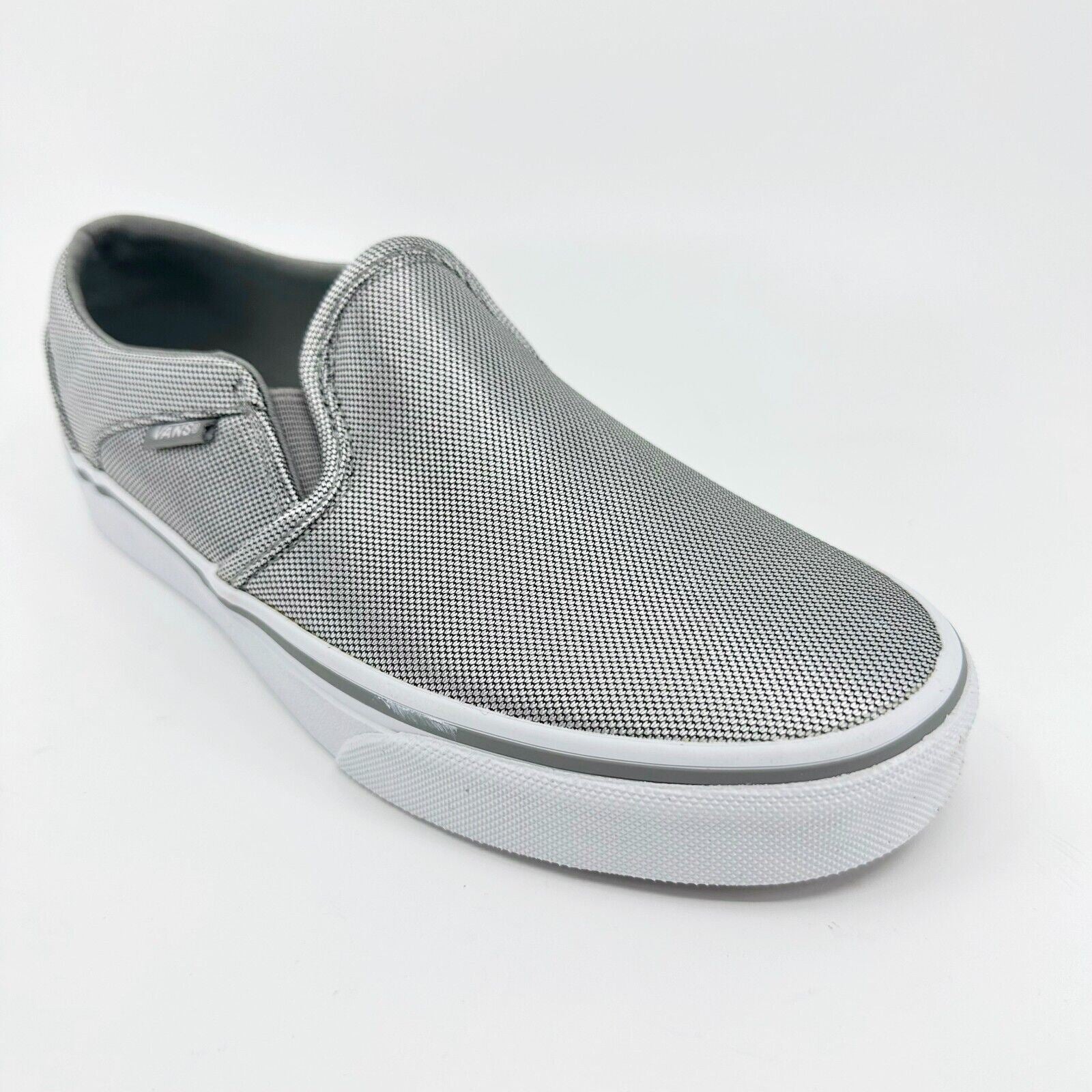 Vans Asher (Textile) Silver White Gray Womens Size 6 Casual Slip On Shoes