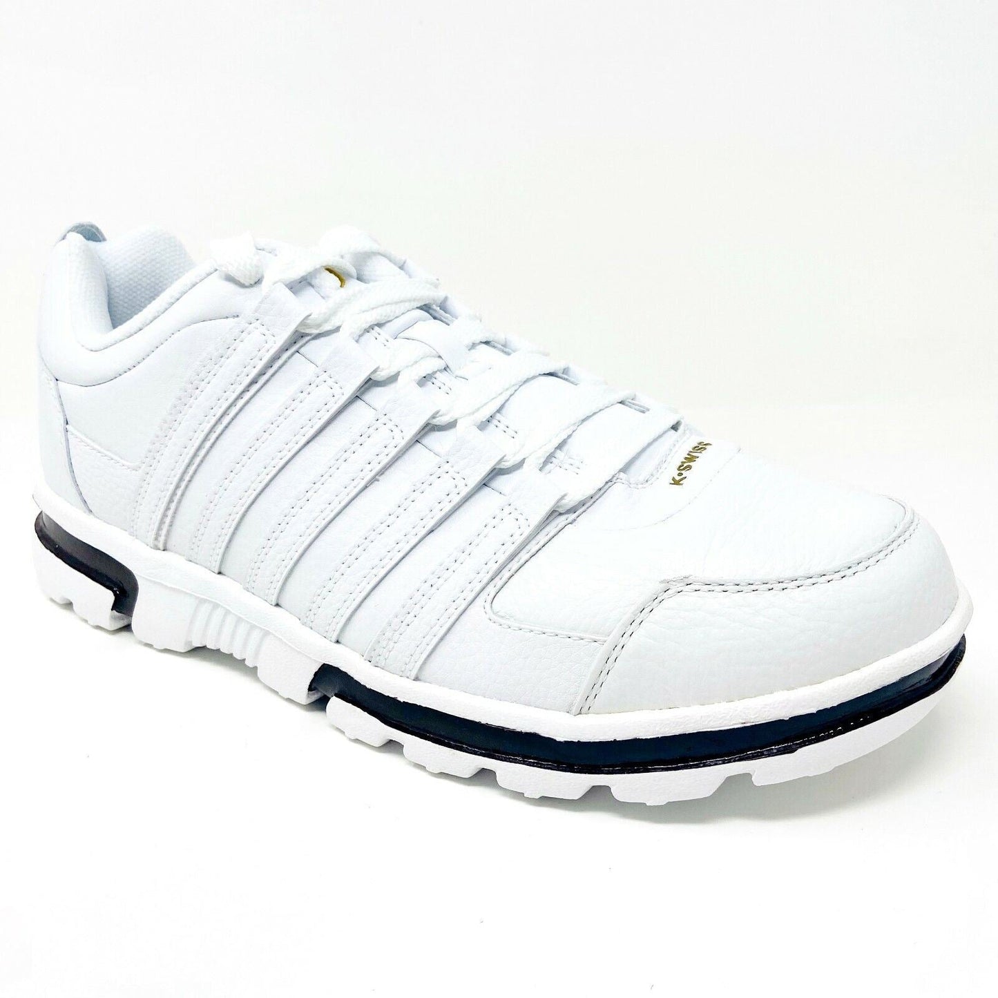 K-Swiss Cracen White Caribou Gold Mens Retro Leather Sneakers 02029107