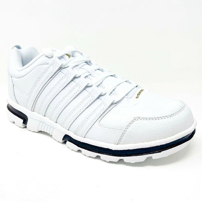 K-Swiss Cracen White Caribou Gold Mens Retro Leather Sneakers 02029107