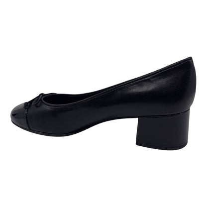 Tory Burch Cap Toe Pump 45MM Perfect Black Womens Heel Goat Leather Pump