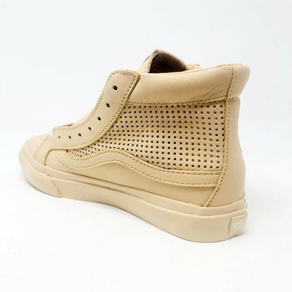 Vans Sk8 Hi Slim Cutout (Square Perf) Amberlight Beige Womens Leather Shoes