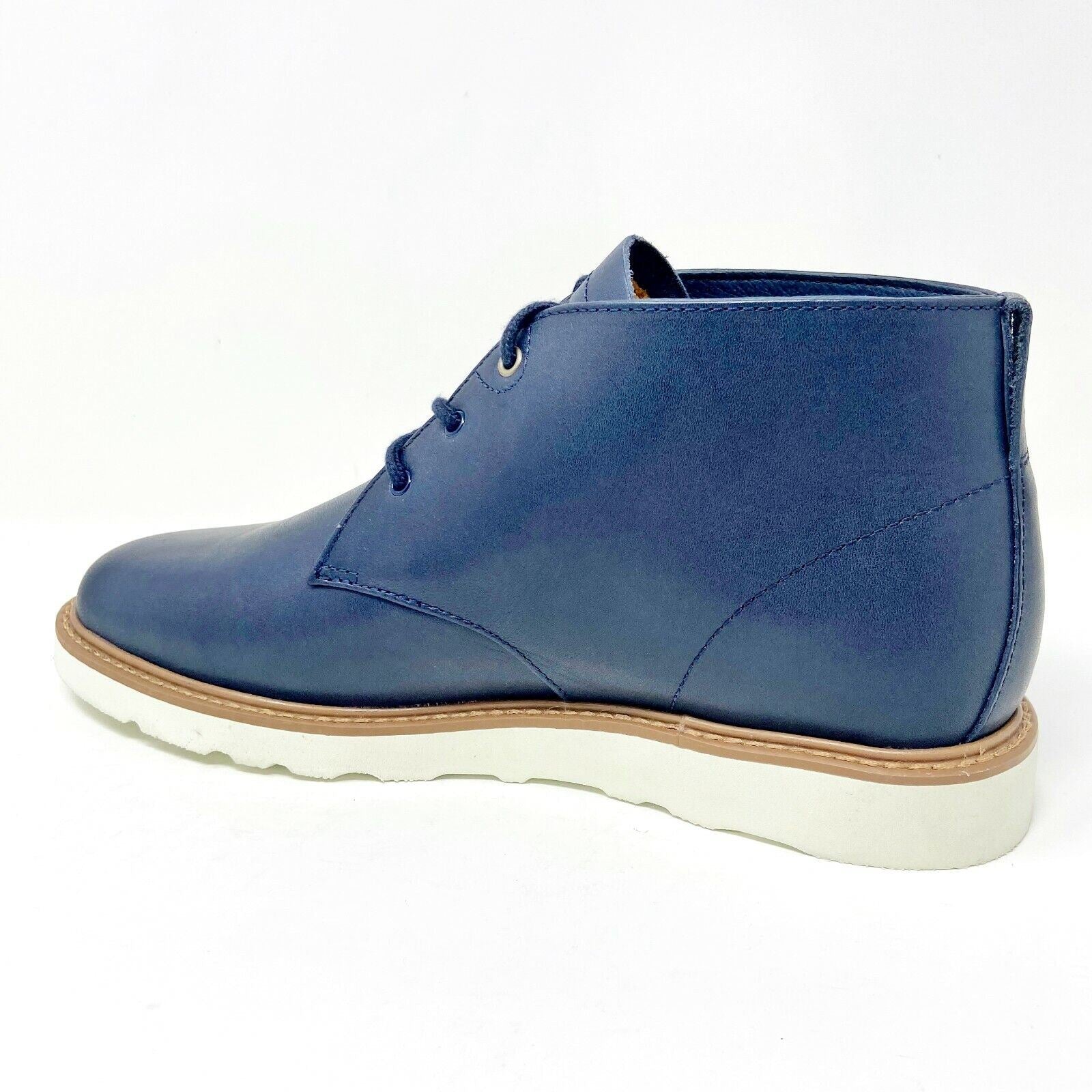 Clae Strayhorn Vibram Deep Navy Leather Mens Mid Premium Casual Sneakers